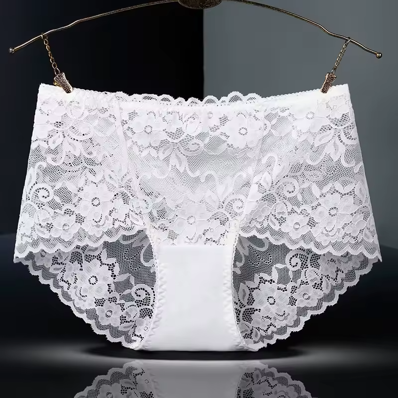 Middle Waist Lace Embroidery Comfort Intimates Breathable Underpants